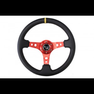 NRG 350mm Sport Steering Wheel 3" Deep Red w/ Yellow Center